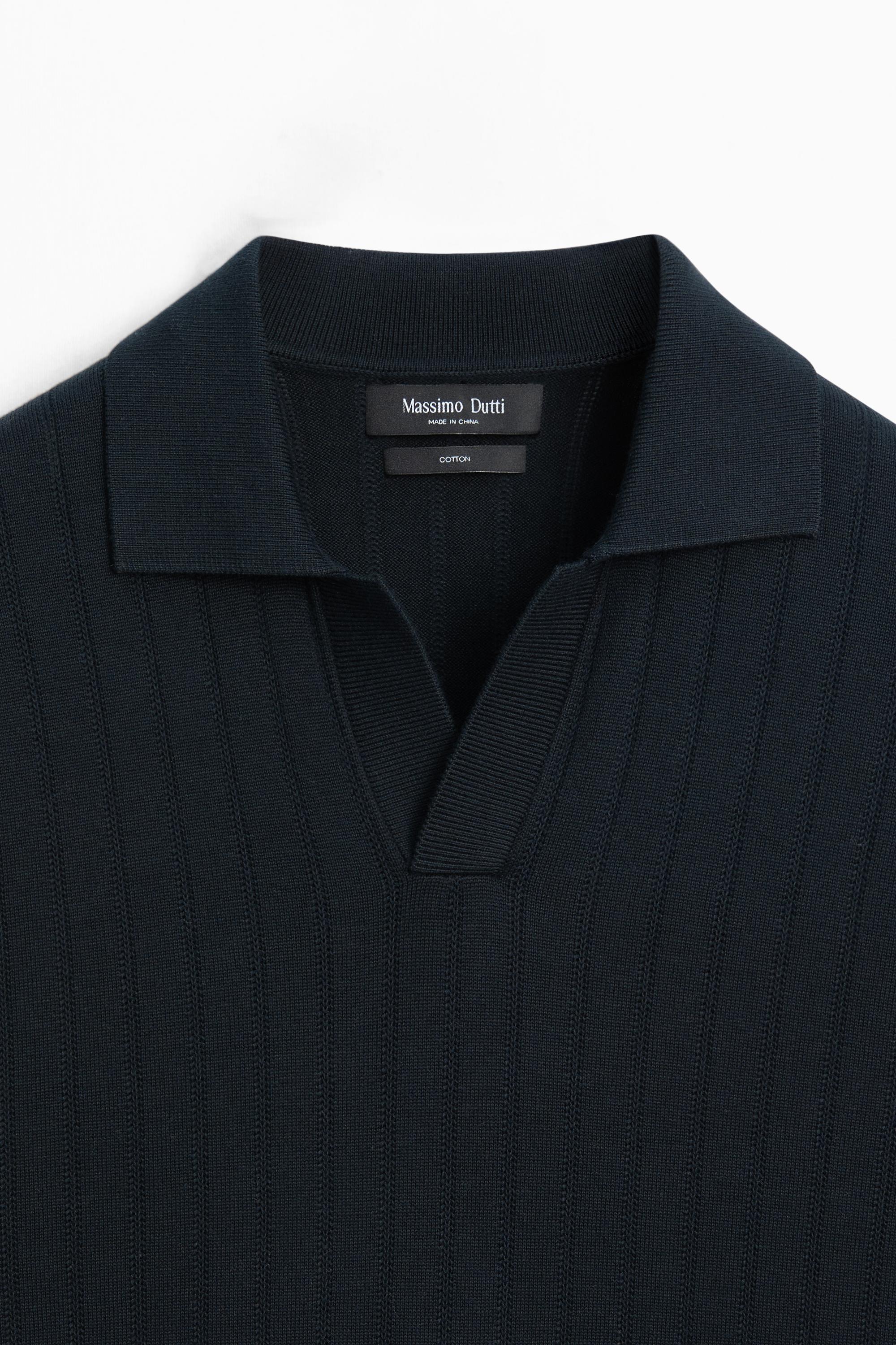 Pull en maille 100 % coton col polo